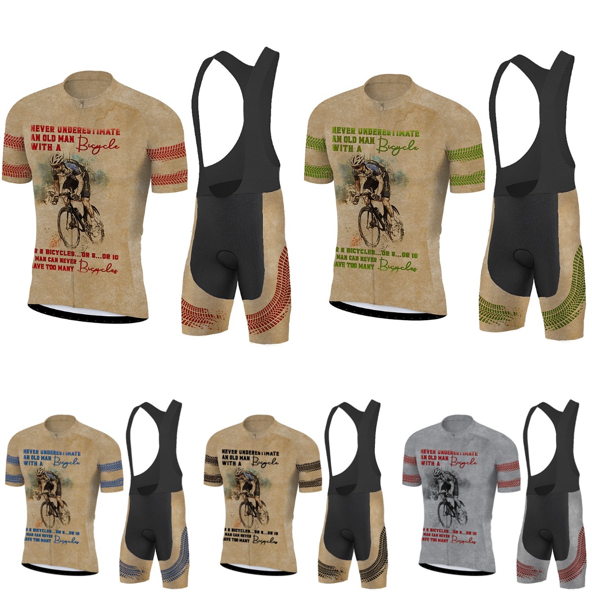 Triathlon Cycling Kit - Neues Radsport-Trikot-Set für Herren, Kurzarm-Trägerhose mit